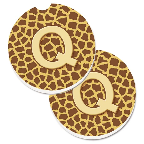 Carolines Treasures Monogram Initial Q Giraffe Cup Holder Car Coaster, PK2 CJ1025-QCARC - main
